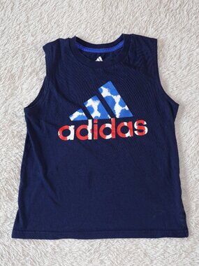 Boys Size 6/7 Adidas Navy Blue Patriotic Sleeveless Cotton Tank Top